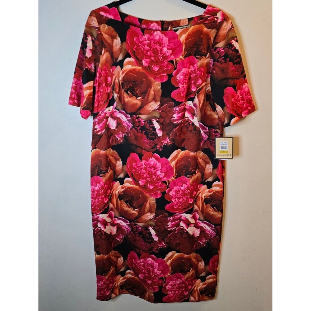 Maya Brooke Short Sleeve Floral Dress Size 14
